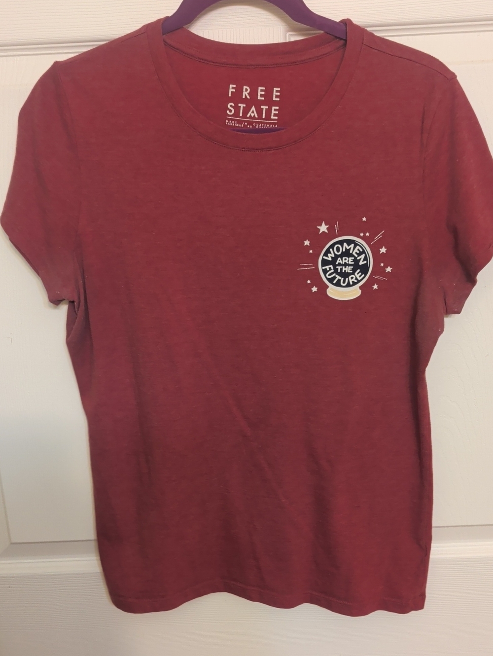 Free State Women's Graphic Tee - Wine Red with White Accent